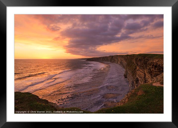 Evening sun at Nash Point Wales Framed Mounted Print by Chris Warren