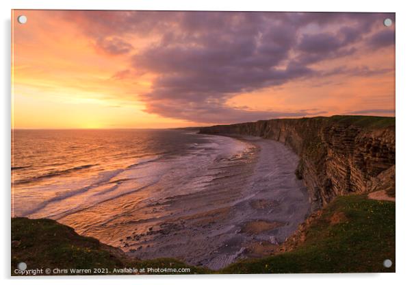 Evening sun at Nash Point Wales Acrylic by Chris Warren