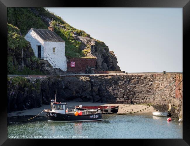 Fishing boat at Porthgain Harbour Pembrokeshire Wa Framed Print by Chris Warren