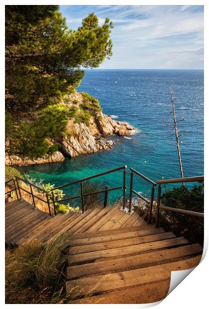 Wooden Stairs To The Sea Print by Artur Bogacki
