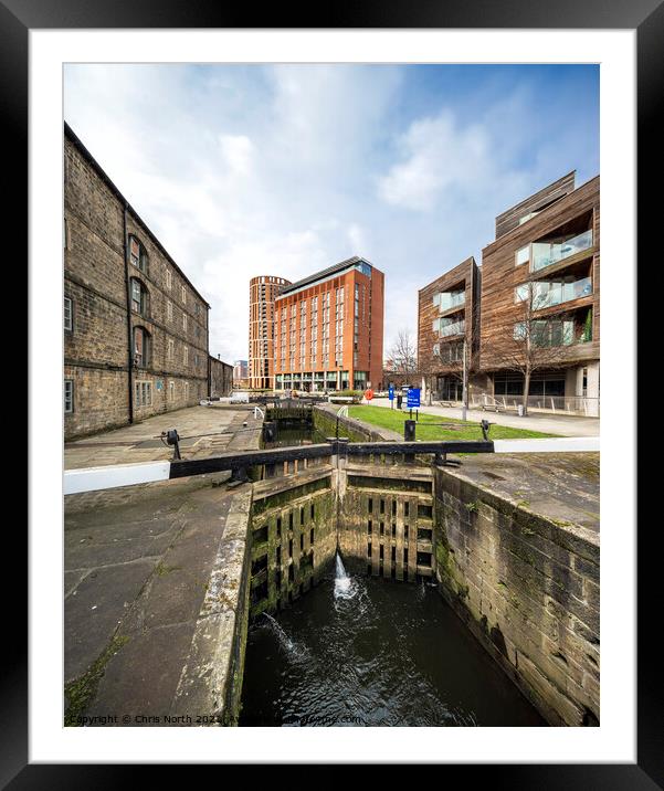 The start of the Leeds Liverpool canal at Leeds, Yorkshire. Framed Mounted Print by Chris North