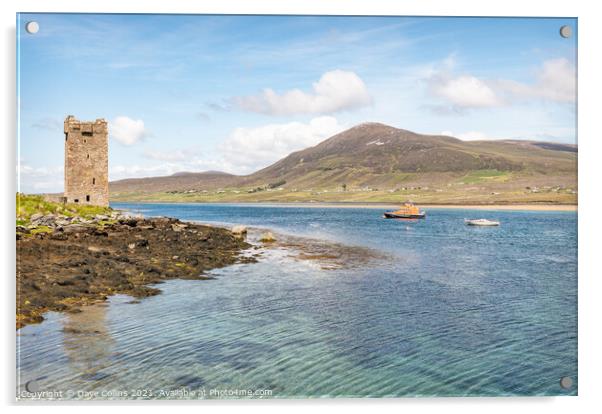 Grace O'Malley's Castle, Kildavnet Tower, Achill Island, Co Mayo, Ireland Acrylic by Dave Collins