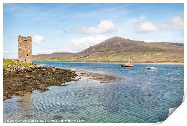 Grace O'Malley's Castle, Kildavnet Tower, Achill Island, Co Mayo, Ireland Print by Dave Collins