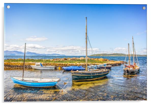 Boats In Portencross Harbour Acrylic by Tylie Duff Photo Art