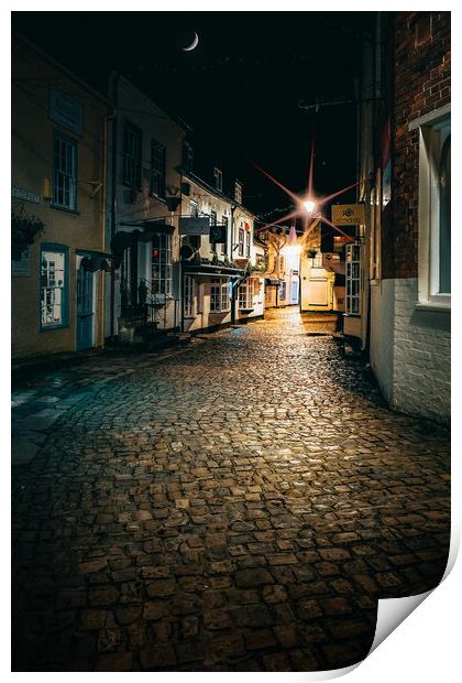 Quay Street, Lymington, Hampshire, UK, at night Print by Mark Jones