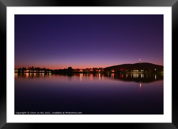 Night view of Lake Burley Griffin in Canberra, Australia Framed Mounted Print by Chun Ju Wu