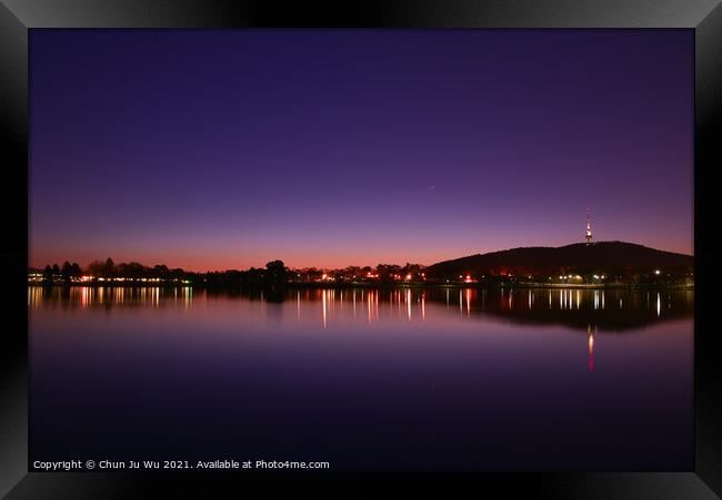 Night view of Lake Burley Griffin in Canberra, Australia Framed Print by Chun Ju Wu