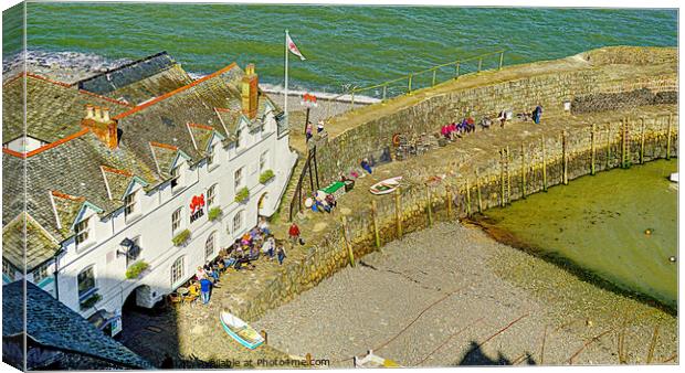 The Harbour Pub At Clovelly Canvas Print by Peter F Hunt