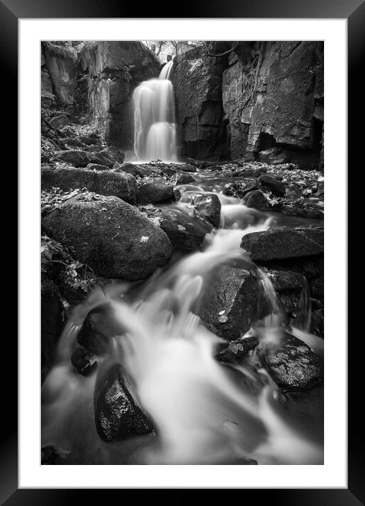 Lumsdale Falls, Matlock, Derbyshire Framed Mounted Print by Andrew Kearton