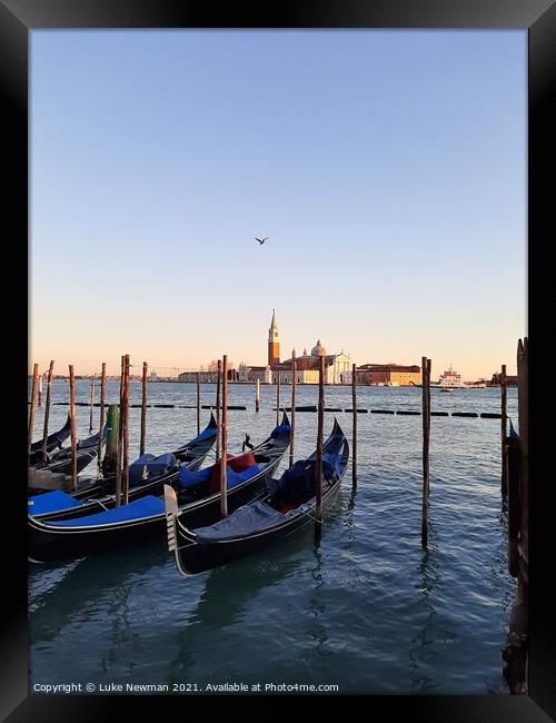 Venice Lagoon Gondolas Framed Print by Luke Newman