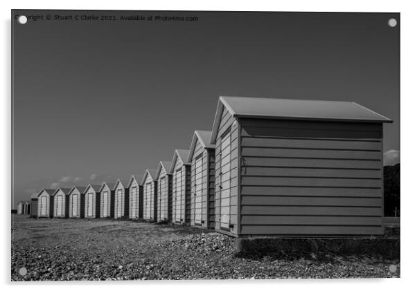 Beach huts Acrylic by Stuart C Clarke