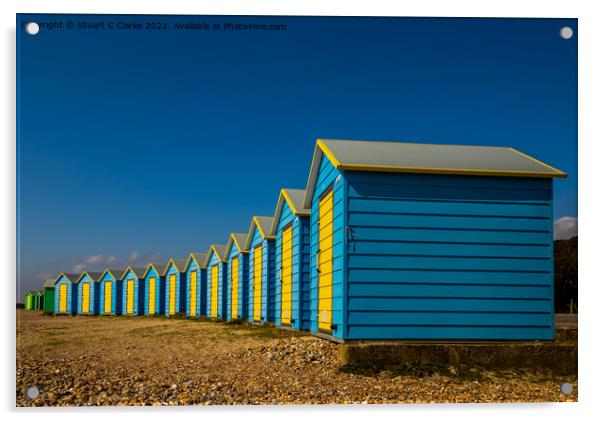 Beach huts Acrylic by Stuart C Clarke