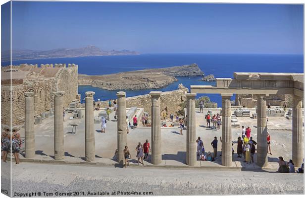 Lindos Stoa Canvas Print by Tom Gomez