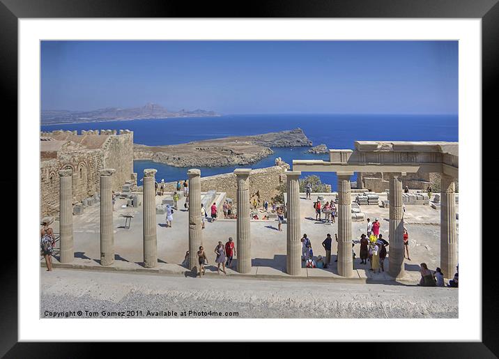Lindos Stoa Framed Mounted Print by Tom Gomez