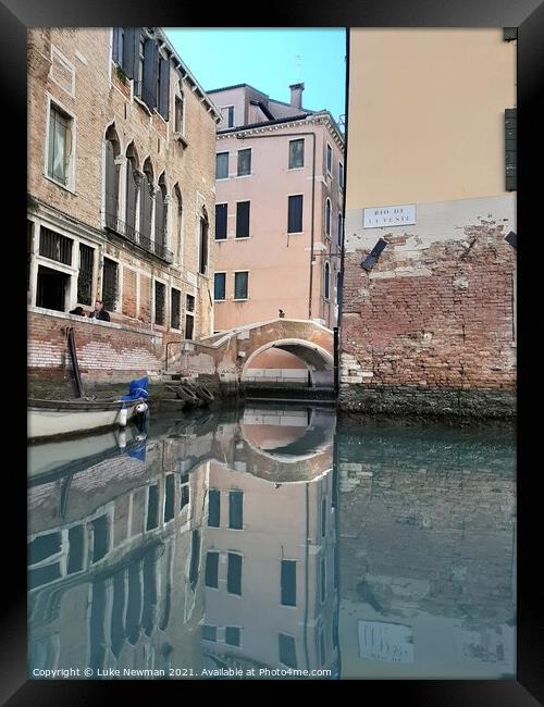 Venice Canal - Rio De La Veste Framed Print by Luke Newman