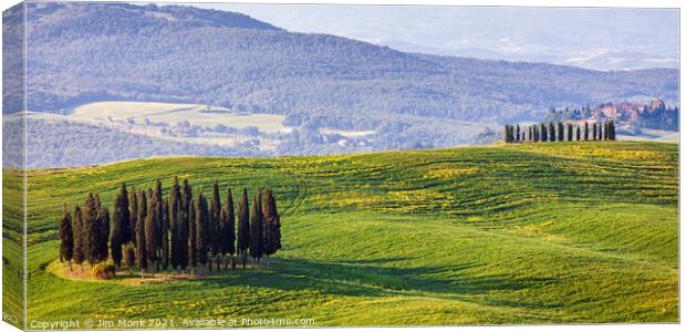 Hillside View, Tuscany Canvas Print by Jim Monk