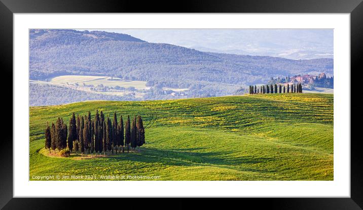 Hillside View, Tuscany Framed Mounted Print by Jim Monk