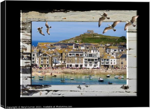 Majestic Seagulls Soaring over St Ives Canvas Print by Beryl Curran