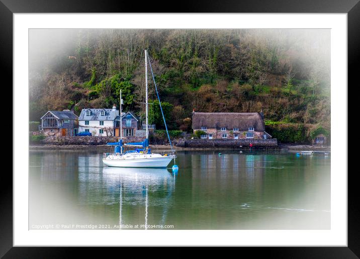 An Idyllic Thatched Cottage at Dittisham Framed Mounted Print by Paul F Prestidge