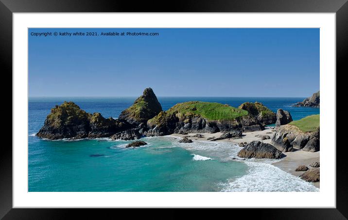 Kynance Cove, Cornwall, England Framed Mounted Print by kathy white