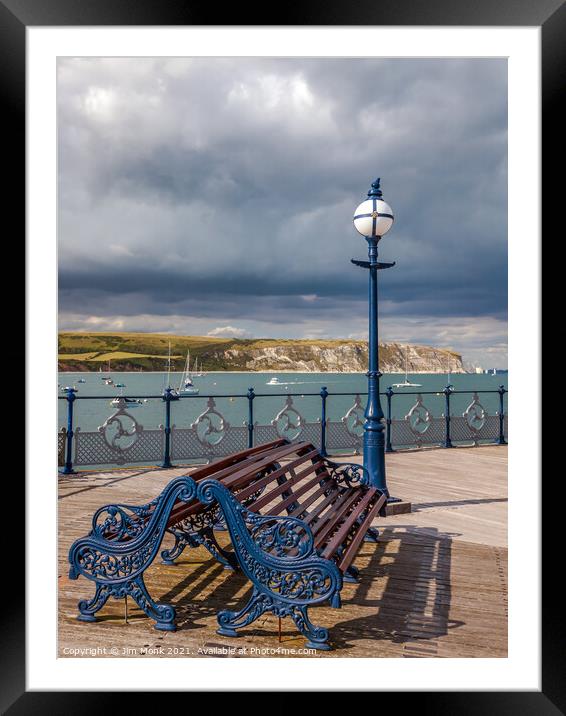 Swanage pier and bay, Dorset Framed Mounted Print by Jim Monk