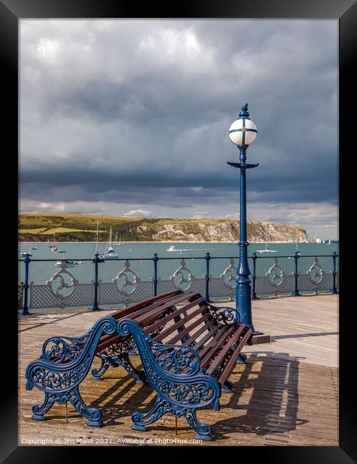 Swanage pier and bay, Dorset Framed Print by Jim Monk