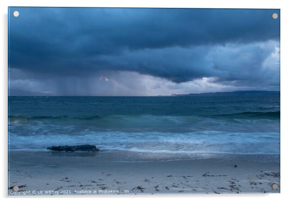 Storm, Camusdarach Acrylic by Liz Withey
