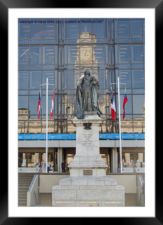 Portsmouth guildhall with the statue of Queen Vict Framed Mounted Print by kathy white