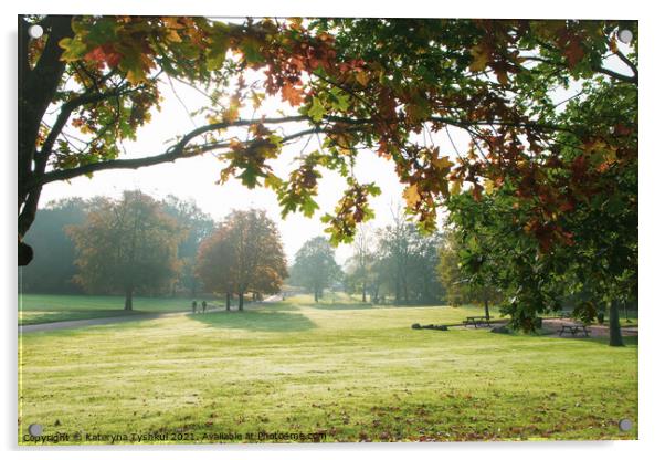 Golden Autumn in Heaton Park, Manchester, United K Acrylic by Kateryna Tyshkul