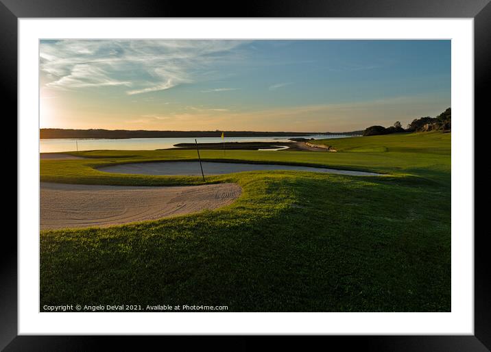 Golf course at sunset Framed Mounted Print by Angelo DeVal