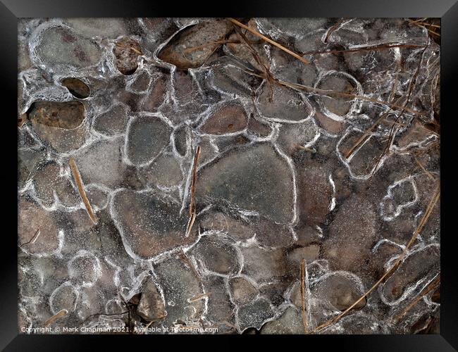 Patterned ice over pebbles Framed Print by Photimageon UK