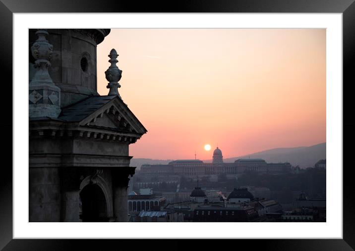Sunset over Budapest, Hungary Framed Mounted Print by Neil Overy