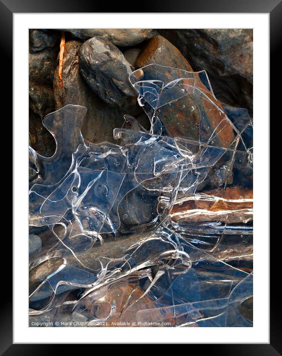 Thin broken ice sheet fragments over rocks Framed Mounted Print by Photimageon UK
