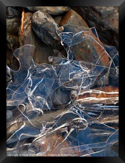 Thin broken ice sheet fragments over rocks Framed Print by Photimageon UK