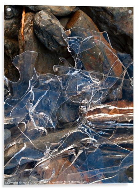 Thin broken ice sheet fragments over rocks Acrylic by Photimageon UK