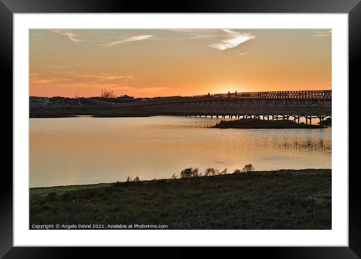 Wooden bridge of Quinta do Lago at Sunset Time Framed Mounted Print by Angelo DeVal