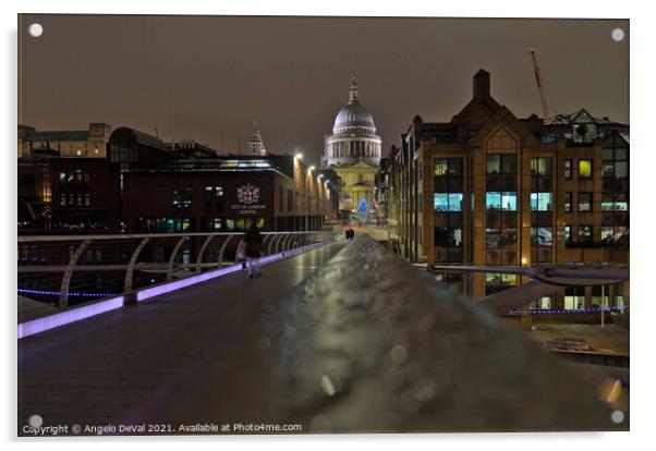 Millennium bridge and St Pauls Cathedral view in London Acrylic by Angelo DeVal