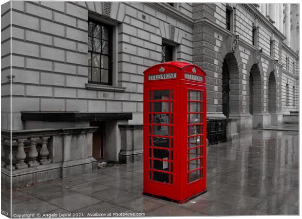 Red Telephone Box in London Canvas Print by Angelo DeVal