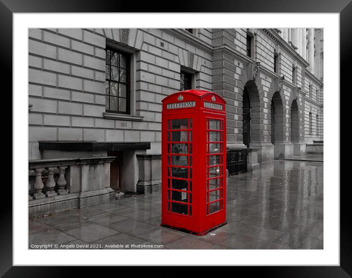 Red Telephone Box in London Framed Mounted Print by Angelo DeVal