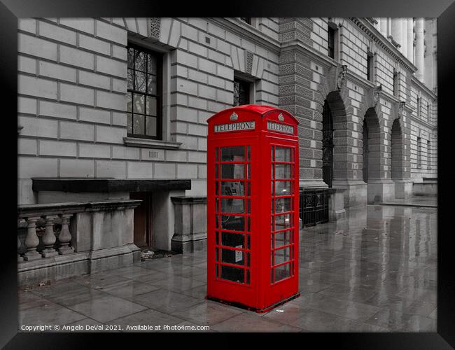 Red Telephone Box in London Framed Print by Angelo DeVal