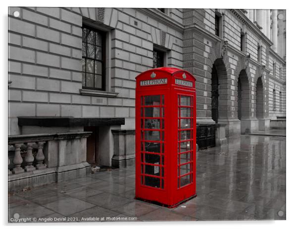 Red Telephone Box in London Acrylic by Angelo DeVal