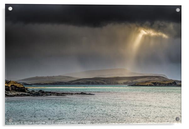 The light is outpoured on St Ninian's Isle Acrylic by Richard Ashbee