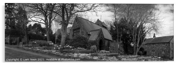 Caldy Village Church In Black and White, Wirral Acrylic by Liam Neon