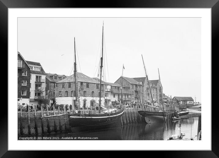 Two old sailing luggers at Looe Harbour Framed Mounted Print by Jim Peters