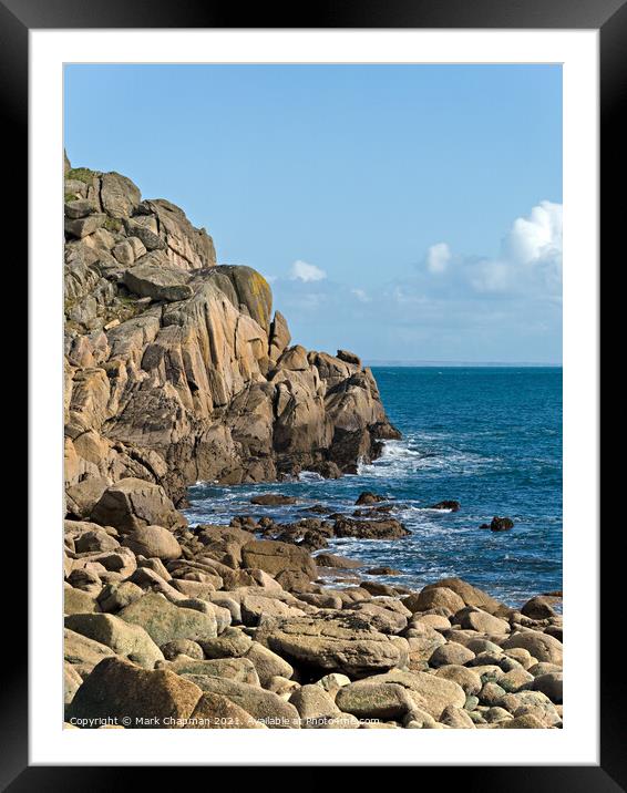 Rocky Cornish sea cliffs, Penberth Cove, Cornwall, England Framed Mounted Print by Photimageon UK