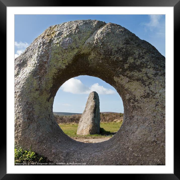 Men an Tol standing stones, Cornwall, England Framed Mounted Print by Photimageon UK