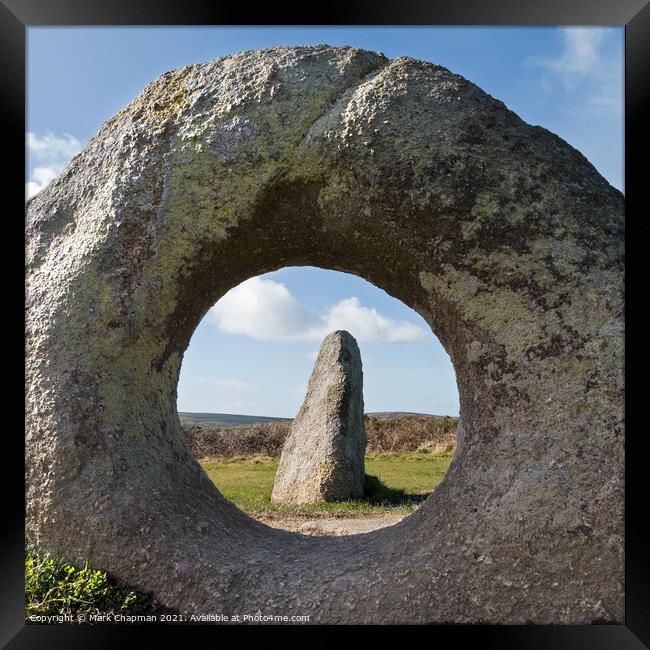 Men an Tol standing stones, Cornwall, England Framed Print by Photimageon UK