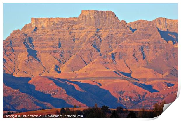 Central Drakensberg in Winter from Champagne Sports Resort South Africa Print by Pieter Marais