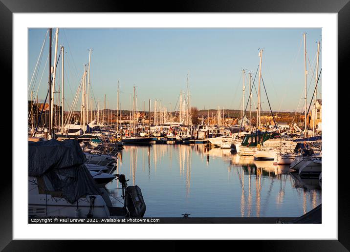 Weymouth Marina at Sunset  Framed Mounted Print by Paul Brewer