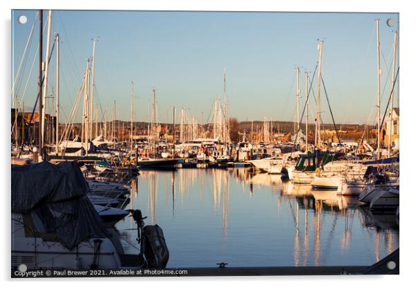 Weymouth Marina at Sunset  Acrylic by Paul Brewer